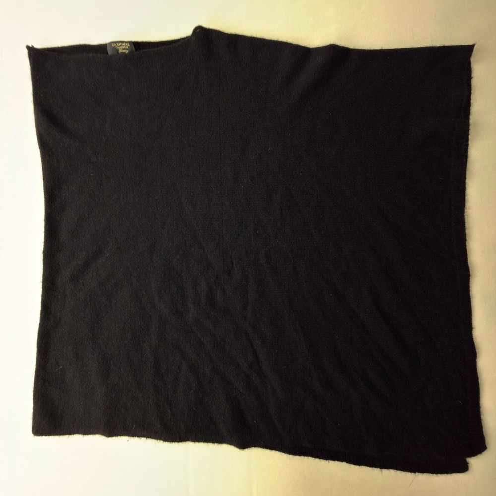 Charter Club Cape Womens OS Luxury Cashmere Solid Black Relaxed Fit Knit Wrap